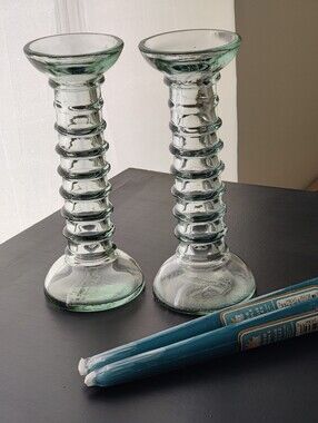 2 ✋ Handmade in Spain| Recycled Glass Candle 🕯️ Holders | La Mediteranea